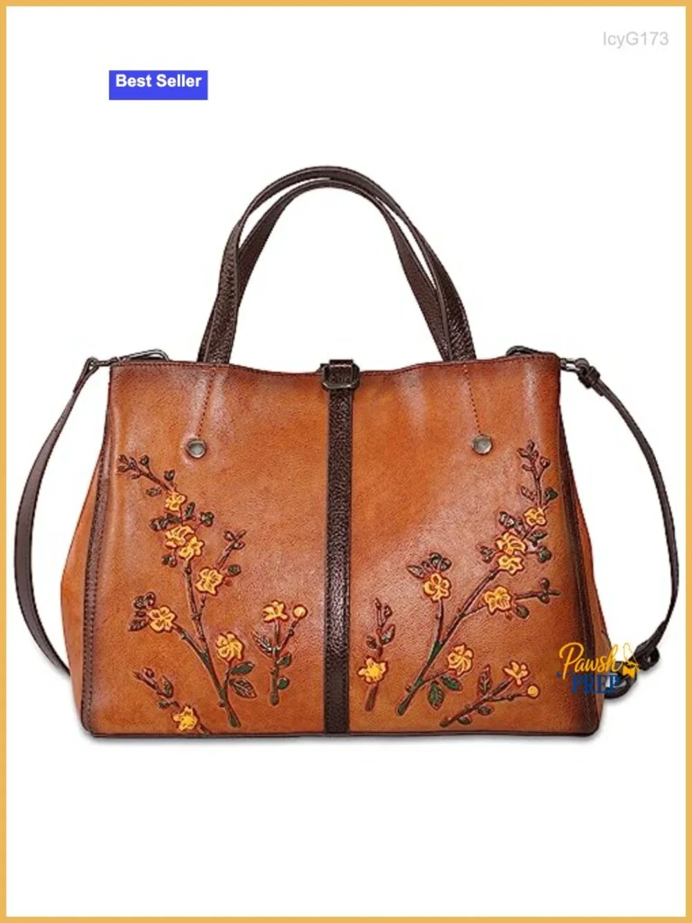 Genuine Leather Satchel Handbag Women Crossbody Purse Vintage Embossed Top